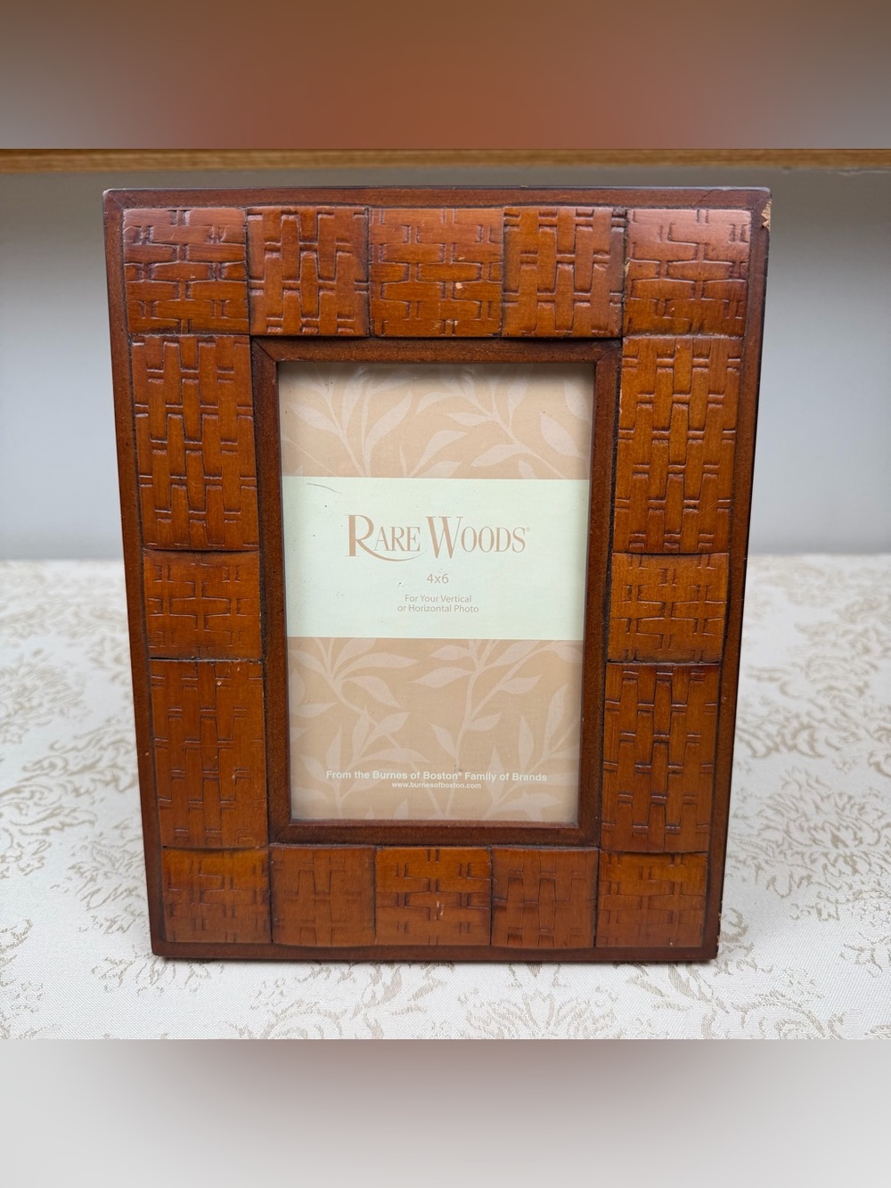 Rare Woods 4x6 Carved Wood Picture Frame in Warm Brown